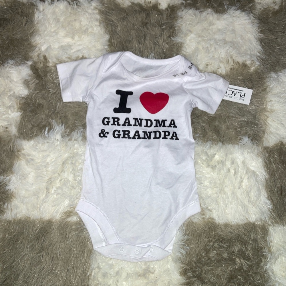 Place White and Red Bodysuit with Heart Print